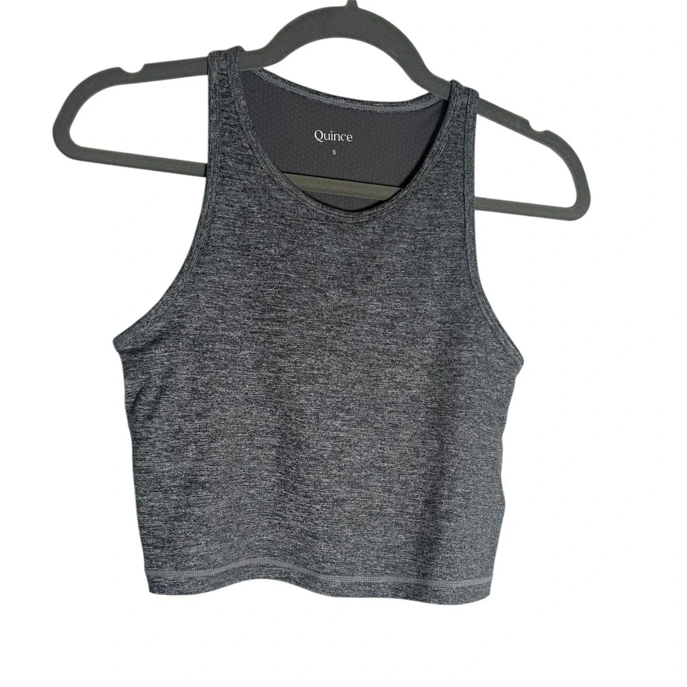 Quince Gray Ultra Soft Cropped Athletic Tank Top Racerback Sleeveless Activewear